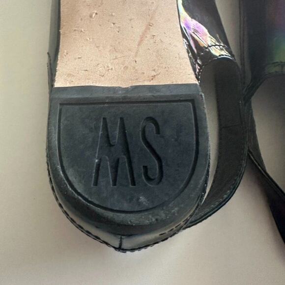 Stuart Weitzman Patent Leather Sling Back Flats Women's 8 Black Petrol Patent - Picture 10 of 12